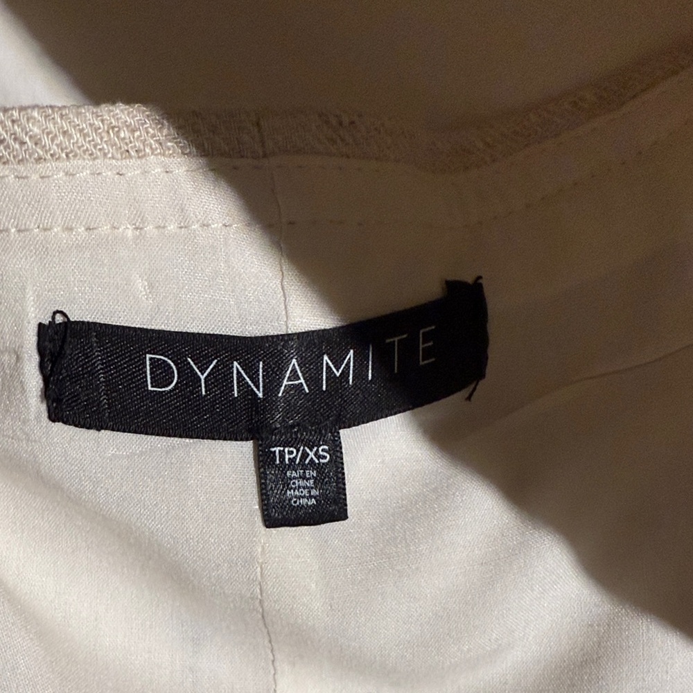 Dynamite Linen XS Beige Button-Up Vest - Picture 4 of 5